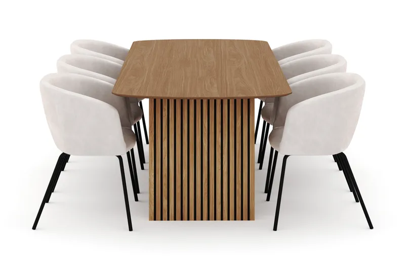 Richeto Matbord 240 cm med 6 Berit Stolar - Natur - Möbler - Bord & matgrupper - Matgrupper