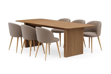 Richeto Matbord 240 cm med 6 Greya Matstolar med armstöd - Ek - Möbler - Bord & matgrupper - Matgrupper