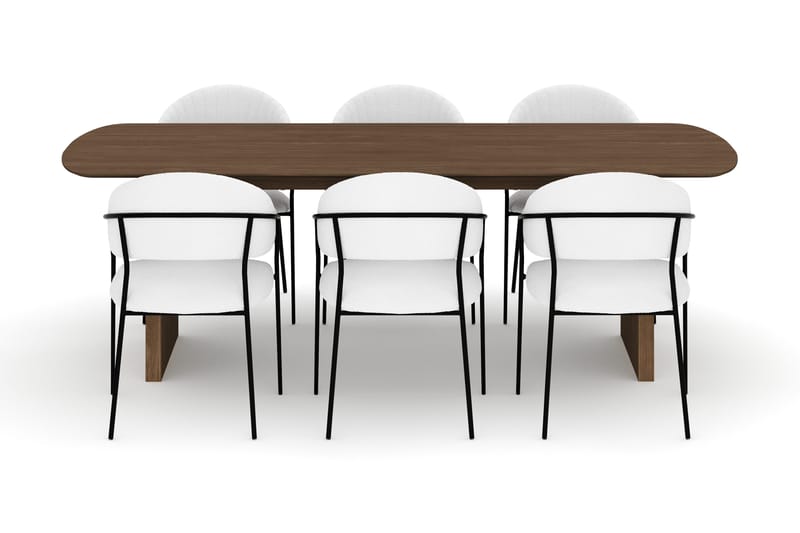 Richeto Matbord 240 cm med 6 Karol Matstolar - Rökt ek / Vit Bouclé - Möbler - Bord & matgrupper - Matgrupper