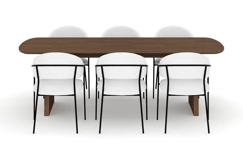 Richeto Matbord 240 cm med 6 Karol Matstolar - Rökt ek / Vit Bouclé - Möbler - Bord & matgrupper - Matgrupper