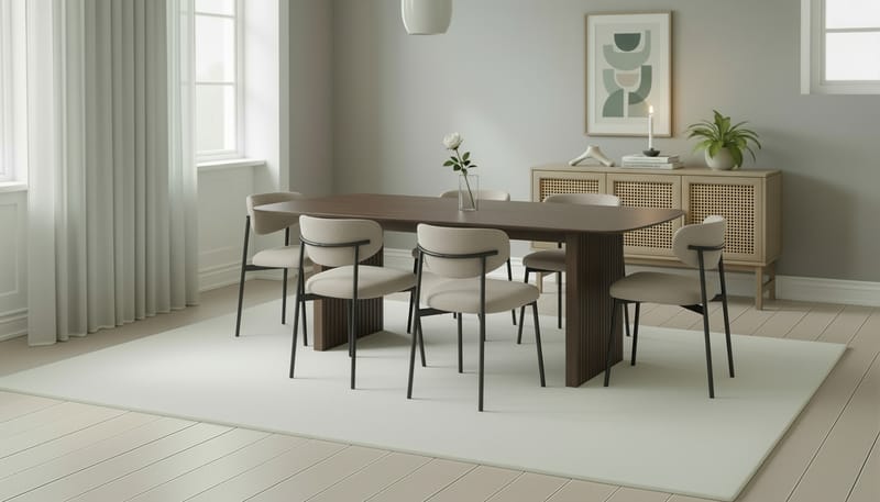 Richeto Matbord 240 cm med 6 Lucy Matstolar - Rökt ek / Greige Bouclé - Möbler - Bord & matgrupper - Matgrupper