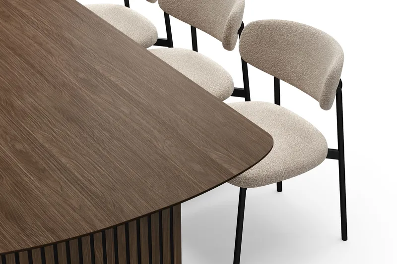 Richeto Matbord 240 cm med 6 Lucy Matstolar - Rökt ek / Greige Bouclé - Möbler - Bord & matgrupper - Matgrupper