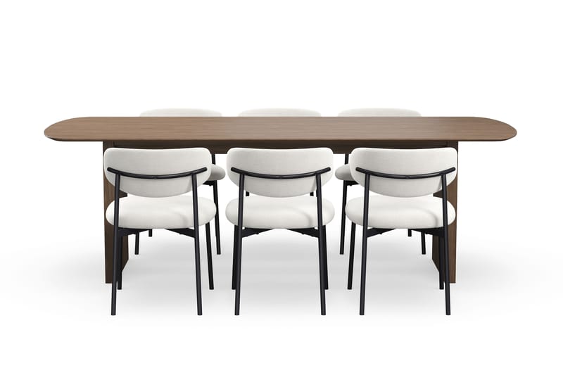 Richeto Matbord 240 cm med 6 Lucy Matstolar - Rökt ek / Vit Bouclé - Möbler - Bord & matgrupper - Matgrupper