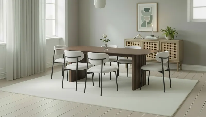 Richeto Matbord 240 cm med 6 Lucy Matstolar - Rökt ek / Vit Bouclé - Möbler - Bord & matgrupper - Matgrupper