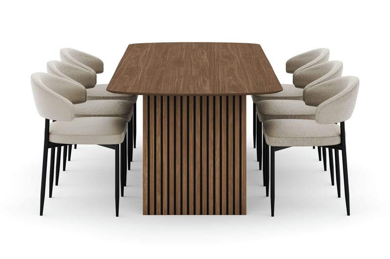 Richeto Matbord 240 cm med 6 Sawako Stolar - Ek - Möbler - Bord & matgrupper - Matgrupper