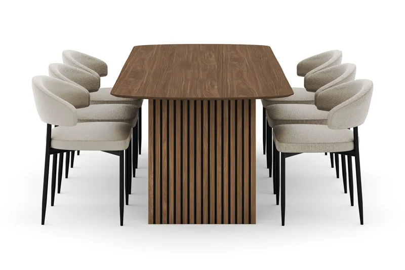 Richeto Matbord 240 cm med 6 Sawako Stolar - Ek - Möbler - Bord & matgrupper - Matgrupper