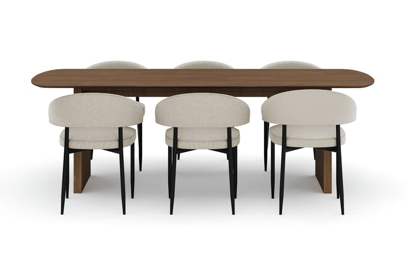 Richeto Matbord 240 cm med 6 Sawako Stolar - Ek - Möbler - Bord & matgrupper - Matgrupper