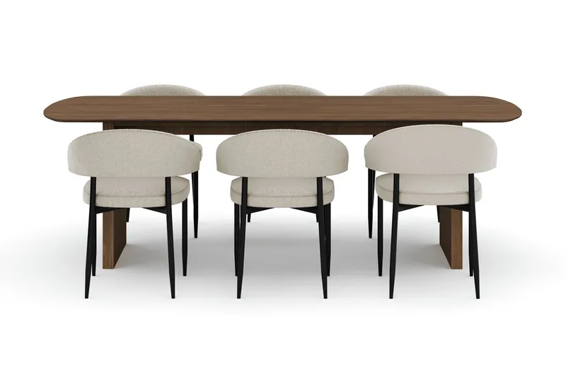 Richeto Matbord 240 cm med 6 Sawako Stolar - Ek - Möbler - Bord & matgrupper - Matgrupper