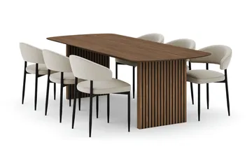 Richeto Matbord 240 cm med 6 Sawako Stolar