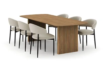 Richeto Matbord 240 cm med 6 Sawako Stolar