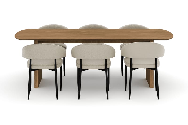Richeto Matbord 240 cm med 6 Sawako Stolar - Natur - Möbler - Bord & matgrupper - Matgrupper