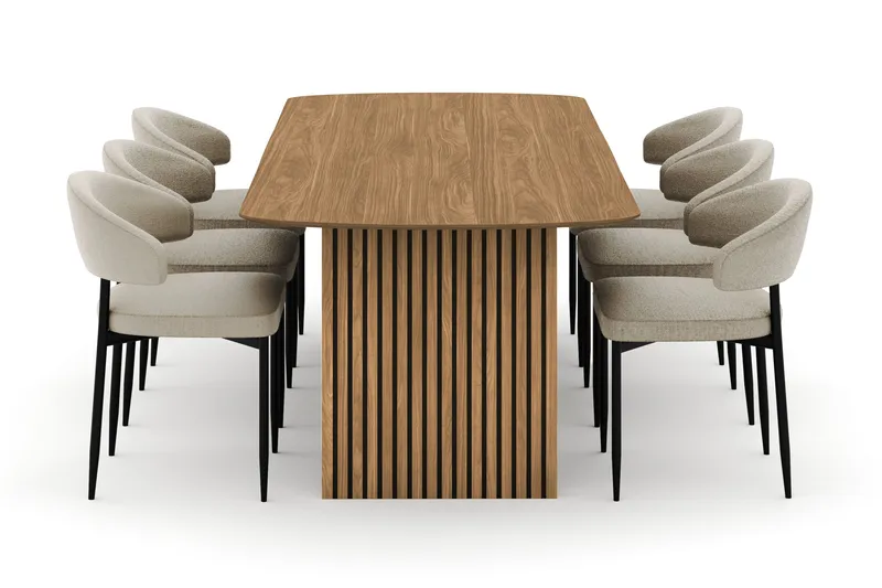Richeto Matbord 240 cm med 6 Sawako Stolar - Natur - Möbler - Bord & matgrupper - Matgrupper