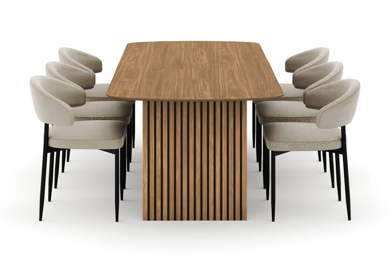 Richeto Matbord 240 cm med 6 Sawako Stolar - Natur - Möbler - Bord & matgrupper - Matgrupper