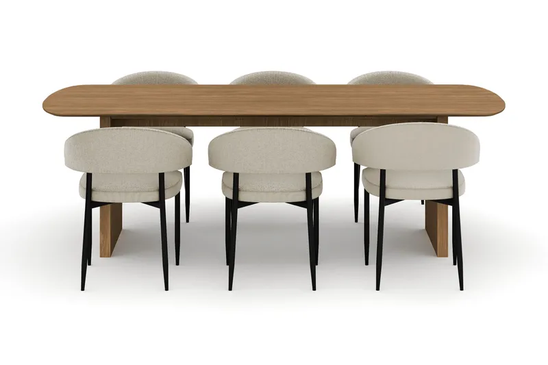 Richeto Matbord 240 cm med 6 Sawako Stolar - Natur - Möbler - Bord & matgrupper - Matgrupper