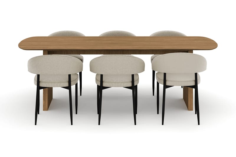 Richeto Matbord 240 cm med 6 Sawako Stolar - Natur - Möbler - Bord & matgrupper - Matgrupper