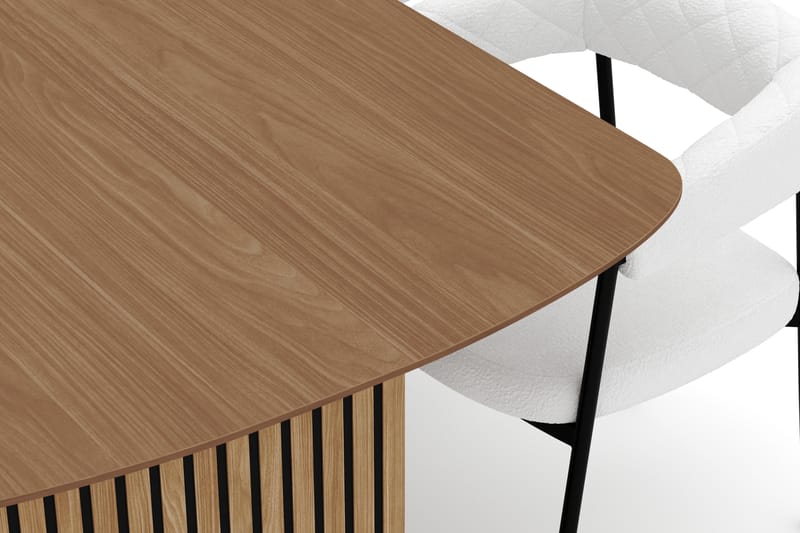 Richeto Matbord 240 cm med 6 Velma Matstolar - Naturlig finish / Vit Bouclé - Möbler - Bord & matgrupper - Matgrupper