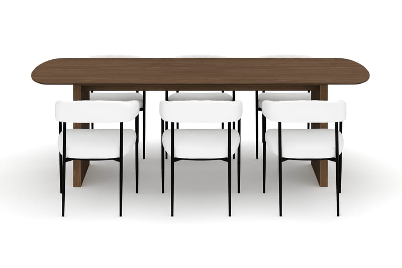Richeto Matbord 240 cm med 6 Velma Matstolar - Rökt ek / Vit Bouclé - Möbler - Bord & matgrupper - Matgrupper