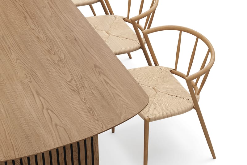 Richeto Matbord 240 cm med 6 Winston Matstolar - Naturlig finish / Beige / Metallben Ek - Möbler - Bord & matgrupper - Matgrupper