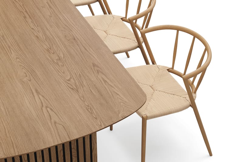 Richeto Matbord 240 cm med 6 Winston Matstolar - Naturlig finish / Beige / Metallben Ek - Möbler - Bord & matgrupper - Matgrupper