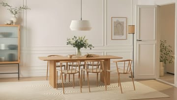 Richeto Matbord 240 cm med 6 Winston Matstolar - Naturlig finish / Beige / Metallben Ek - Möbler - Bord & matgrupper - Matgrupper