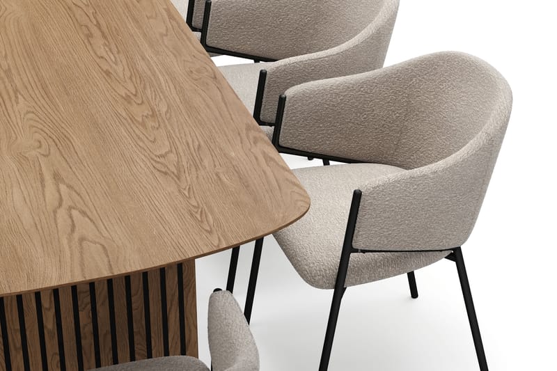 Richeto Matbord 240 cm med 8 Filip Matstolar - Naturlig finish / Taupe Bouclé - Möbler - Bord & matgrupper - Matgrupper