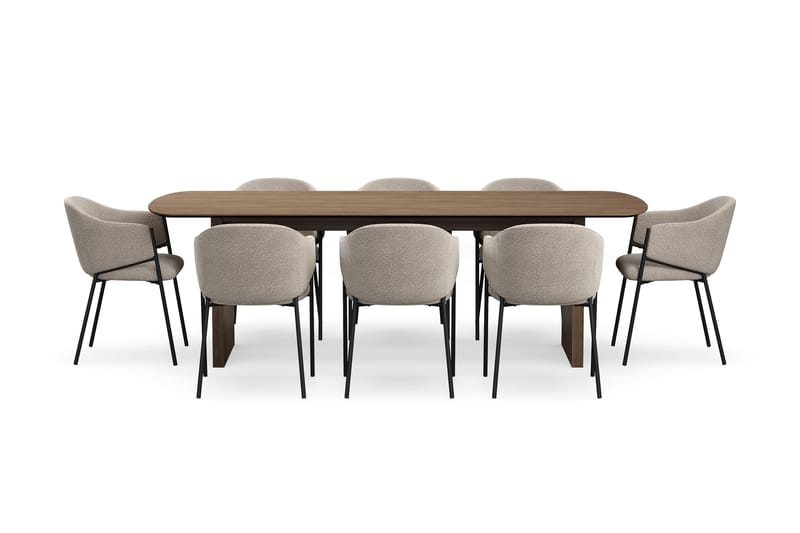 Richeto Matbord 240 cm med 8 Filip Matstolar - Rökt ek / Taupe Bouclé - Möbler - Bord & matgrupper - Matgrupper