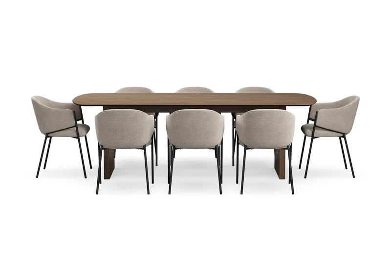 Richeto Matbord 240 cm med 8 Filip Matstolar - Rökt ek / Taupe Bouclé - Möbler - Bord & matgrupper - Matgrupper