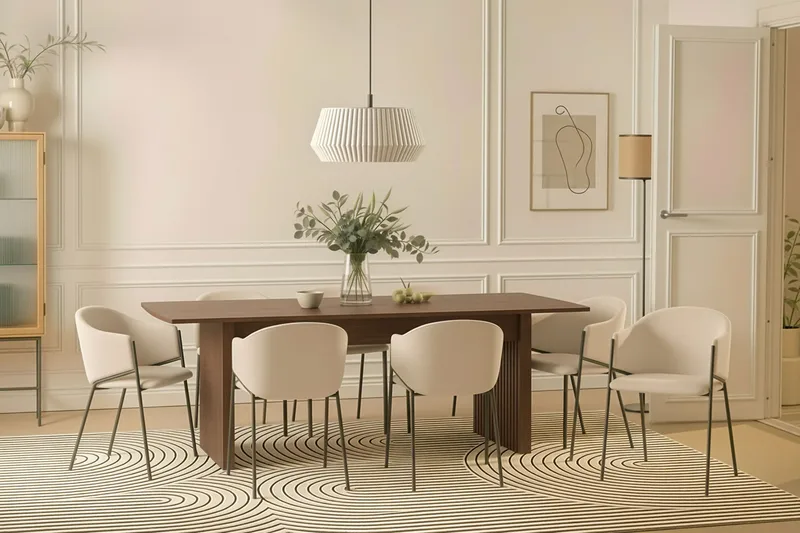 Richeto Matbord 240 cm med 8 Filip Matstolar - Rökt ek / Vit Bouclé - Möbler - Bord & matgrupper - Matgrupper