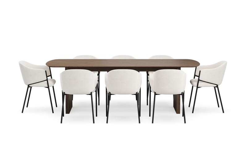 Richeto Matbord 240 cm med 8 Filip Matstolar - Rökt ek / Vit Bouclé - Möbler - Bord & matgrupper - Matgrupper