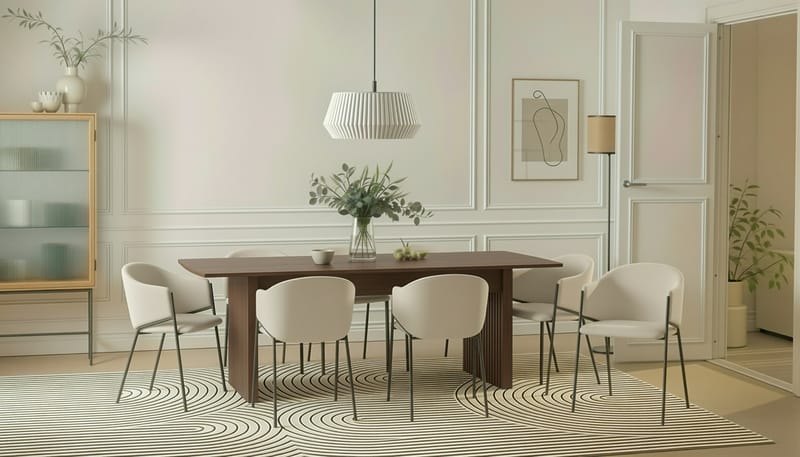 Richeto Matbord 240 cm med 8 Filip Matstolar - Rökt ek / Vit Bouclé - Möbler - Bord & matgrupper - Matgrupper