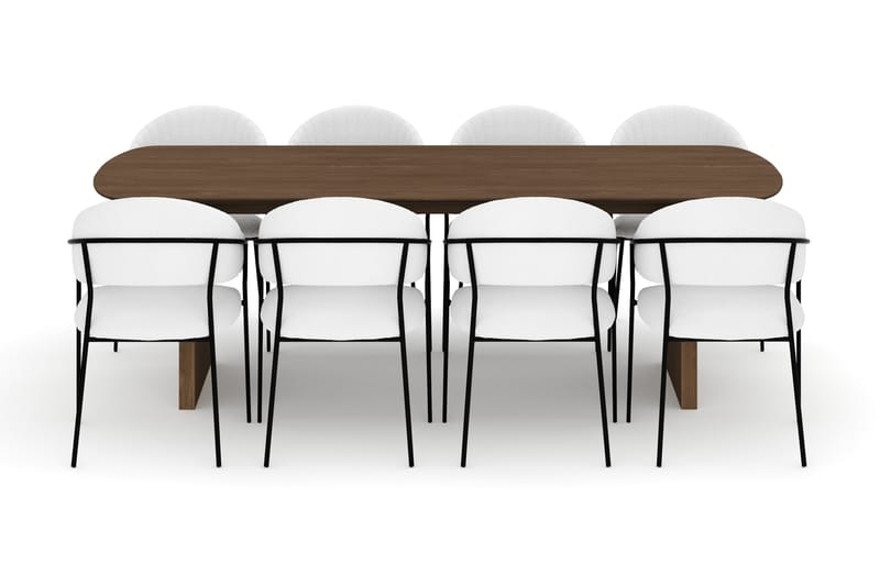 Richeto Matbord 240 cm med 8 Karol Matstolar - Rökt ek / Vit Bouclé - Möbler - Bord & matgrupper - Matgrupper