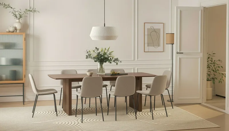 Richeto Matbord 240 cm med 8 Katy Matstolar - Rökt ek / Greige Bouclé - Möbler - Bord & matgrupper - Matgrupper