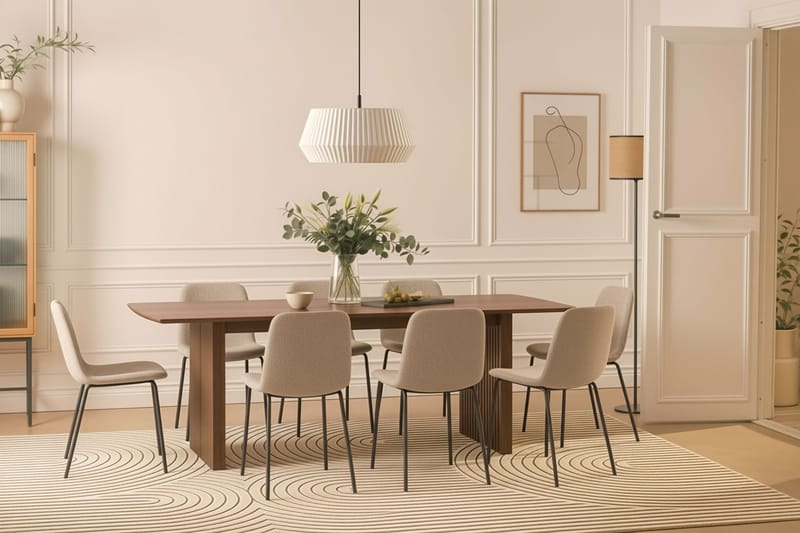 Richeto Matbord 240 cm med 8 Katy Matstolar - Rökt ek / Greige Bouclé - Möbler - Bord & matgrupper - Matgrupper