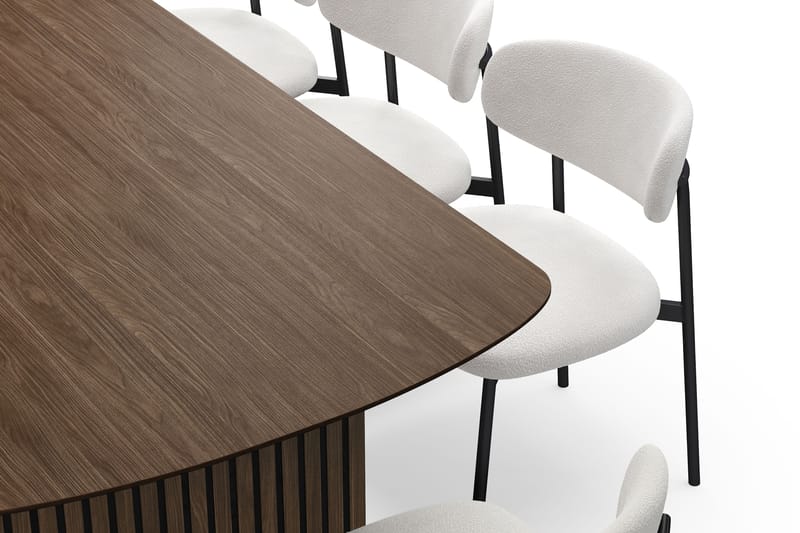 Richeto Matbord 240 cm med 8 Lucy Matstolar - Rökt ek / Vit Bouclé - Möbler - Bord & matgrupper - Matgrupper