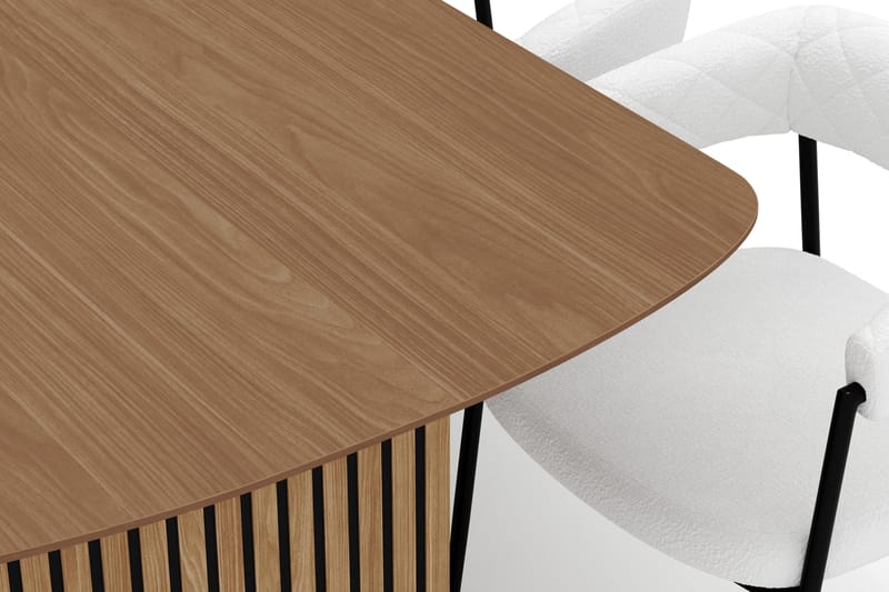 Richeto Matbord 240 cm med 8 Velma Matstolar - Naturlig finish / Vit Bouclé - Möbler - Bord & matgrupper - Matgrupper