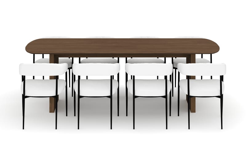 Richeto Matbord 240 cm med 8 Velma Matstolar - Rökt ek / Vit Bouclé - Möbler - Bord & matgrupper - Matgrupper