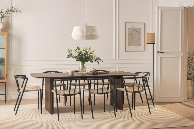 Richeto Matbord 240 cm med 8 Winston Matstolar - Rökt ek / Beige / Metallben Svart - Möbler - Bord & matgrupper - Matgrupper