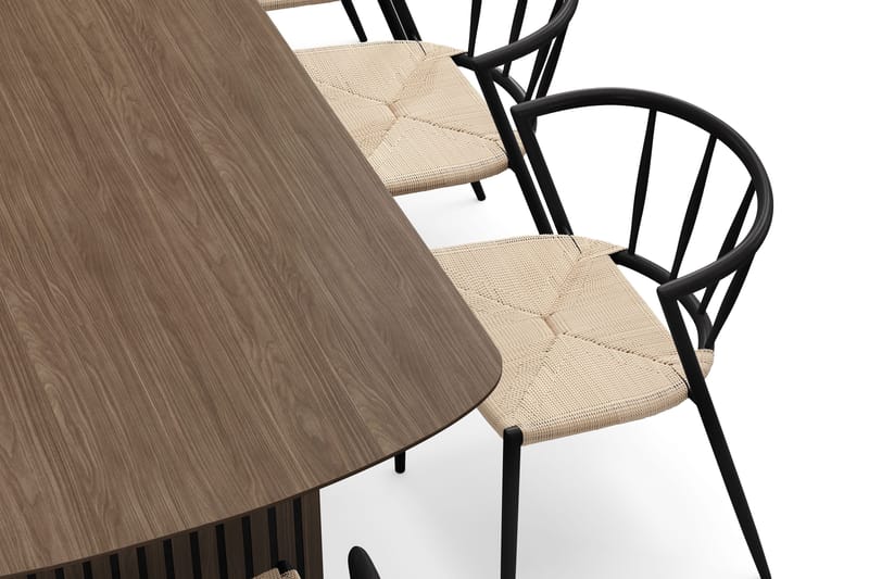 Richeto Matbord 240 cm med 8 Winston Matstolar - Rökt ek / Beige / Metallben Svart - Möbler - Bord & matgrupper - Matgrupper