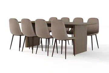 Richeto Matbord Rökt Ek 240 cm valnöt +  8 st Nibe stol brun med valnöt ben - Brun - Möbler - Bord & matgrupper - Matgrupper