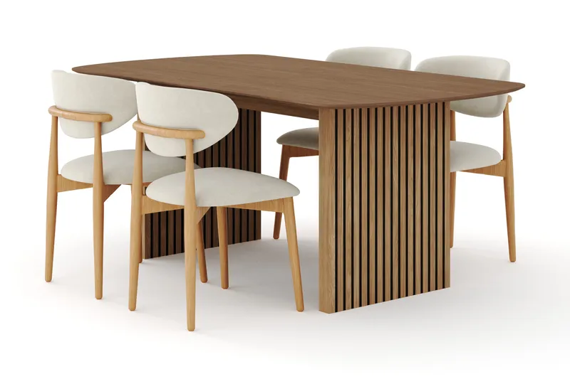 Richeto Matgrupp 180 cm Ek med 4 Molly Matstolar, Ek