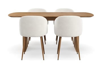 Richeto Matgrupp 180 cm med 4 Greya Matstolar med Armstöd - Ek - Möbler - Bord & matgrupper - Matgrupper