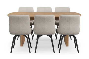 Richeto Matgrupp 180 cm med 6 Mora Snurrstolar - Ek - Möbler - Bord & matgrupper - Matgrupper