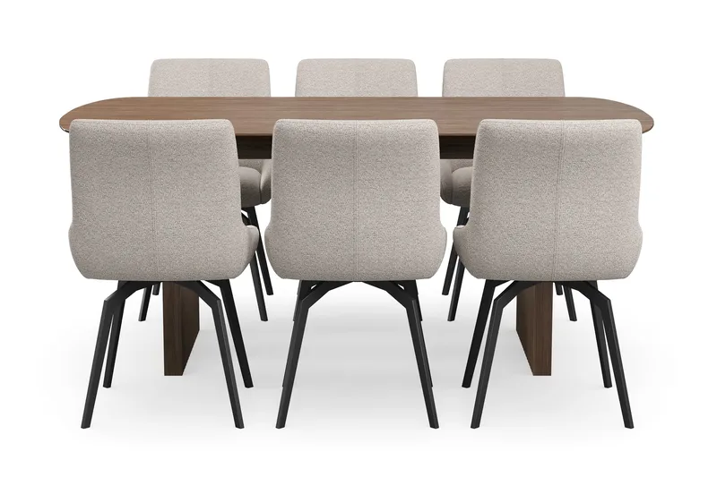 Richeto Matgrupp 180 cm med 6 Mora Snurrstolar - Rökt ek - Möbler - Bord & matgrupper - Matgrupper
