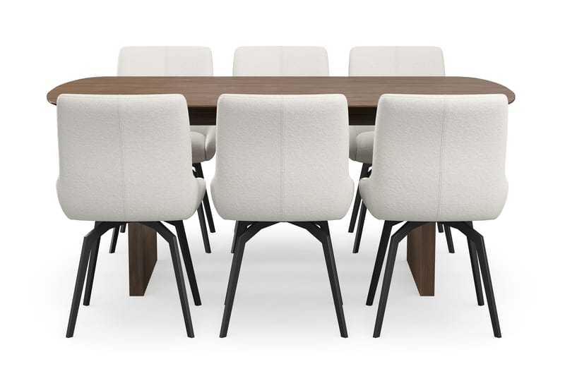 Richeto Matgrupp 180 cm med 6 Mora Snurrstolar - Rökt ek/Ljusbeige - Möbler - Bord & matgrupper - Matgrupper