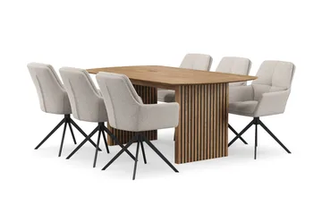 Richeto Matgrupp 180 cm med 6 Torsby Snurrstolar - Ek - Möbler - Bord & matgrupper - Matgrupper