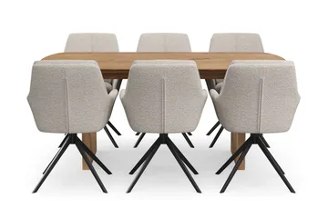 Richeto Matgrupp 180 cm med 6 Torsby Snurrstolar - Ek - Möbler - Bord & matgrupper - Matgrupper