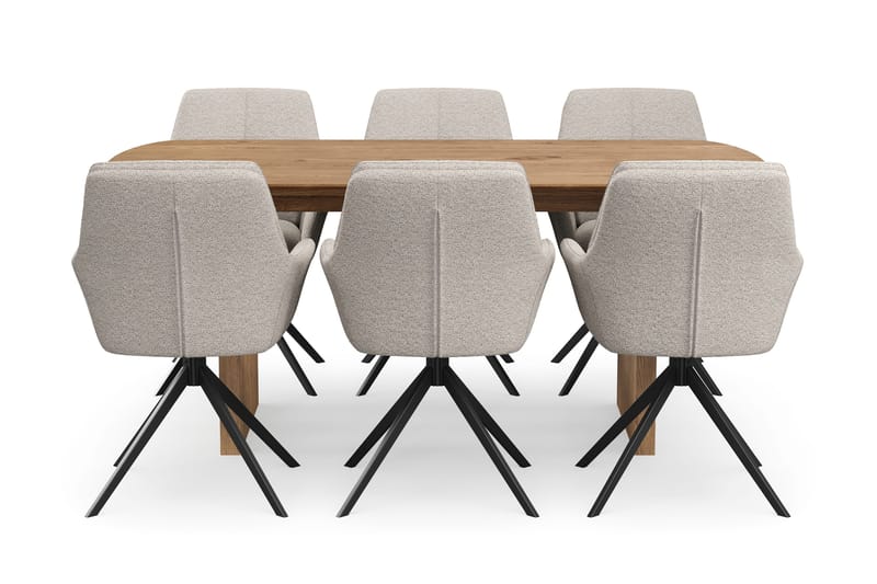 Richeto Matgrupp 180 cm med 6 Torsby Snurrstolar - Ek - Möbler - Bord & matgrupper - Matgrupper