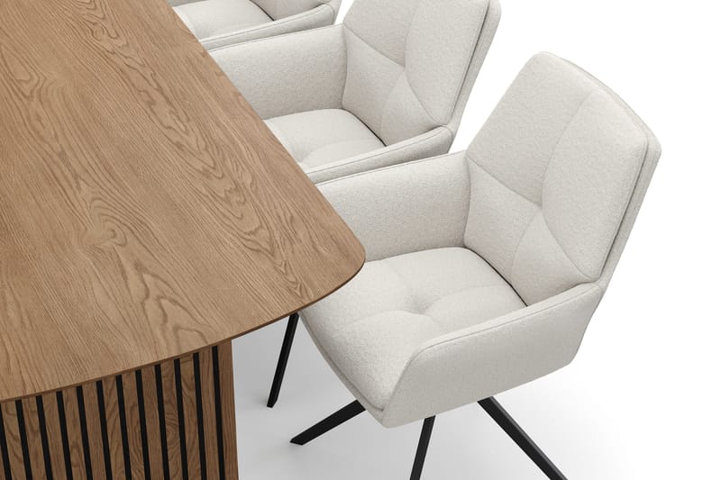 Richeto Matgrupp 180 cm med 6 Torsby Snurrstolar - Naturlig finish/Ljusbeige - Möbler - Bord & matgrupper - Matgrupper