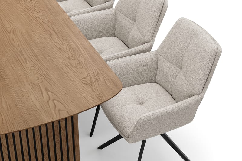 Richeto Matgrupp 180 cm med 6 Torsby Snurrstolar - Naturlig finish/Mörkbeige - Möbler - Bord & matgrupper - Matgrupper