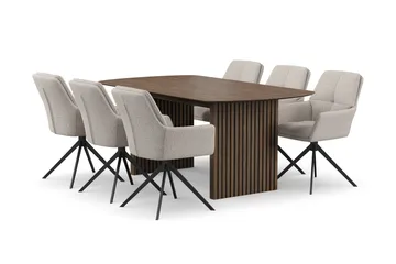 Richeto Matgrupp 180 cm med 6 Torsby Snurrstolar - Rökt ek - Möbler - Bord & matgrupper - Matgrupper